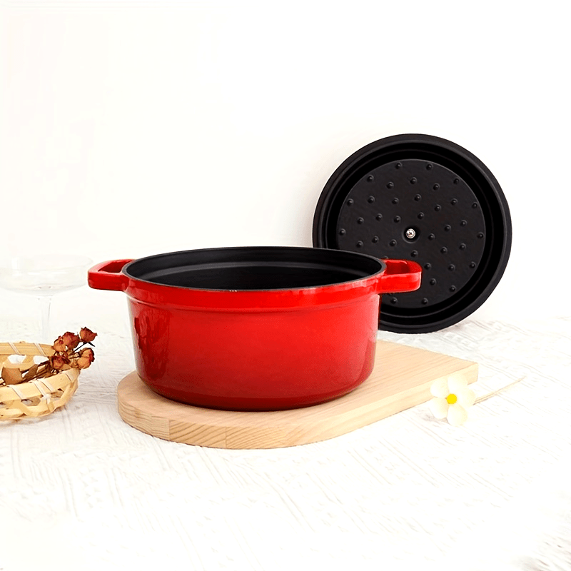 Enamel Coated Cast Iron Pot with Lid, Non-Stick, Oven and Induction Compatible, 60.8oz-115oz