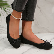 Women's Slip-On Ballet Flats with Bow Soft Fabric Non-Slip Sole