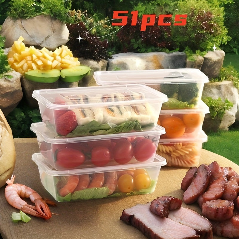 Disposable Square Takeaway Boxes with Lids, Leak-proof, Microwave Safe, 18/35/51 Pack