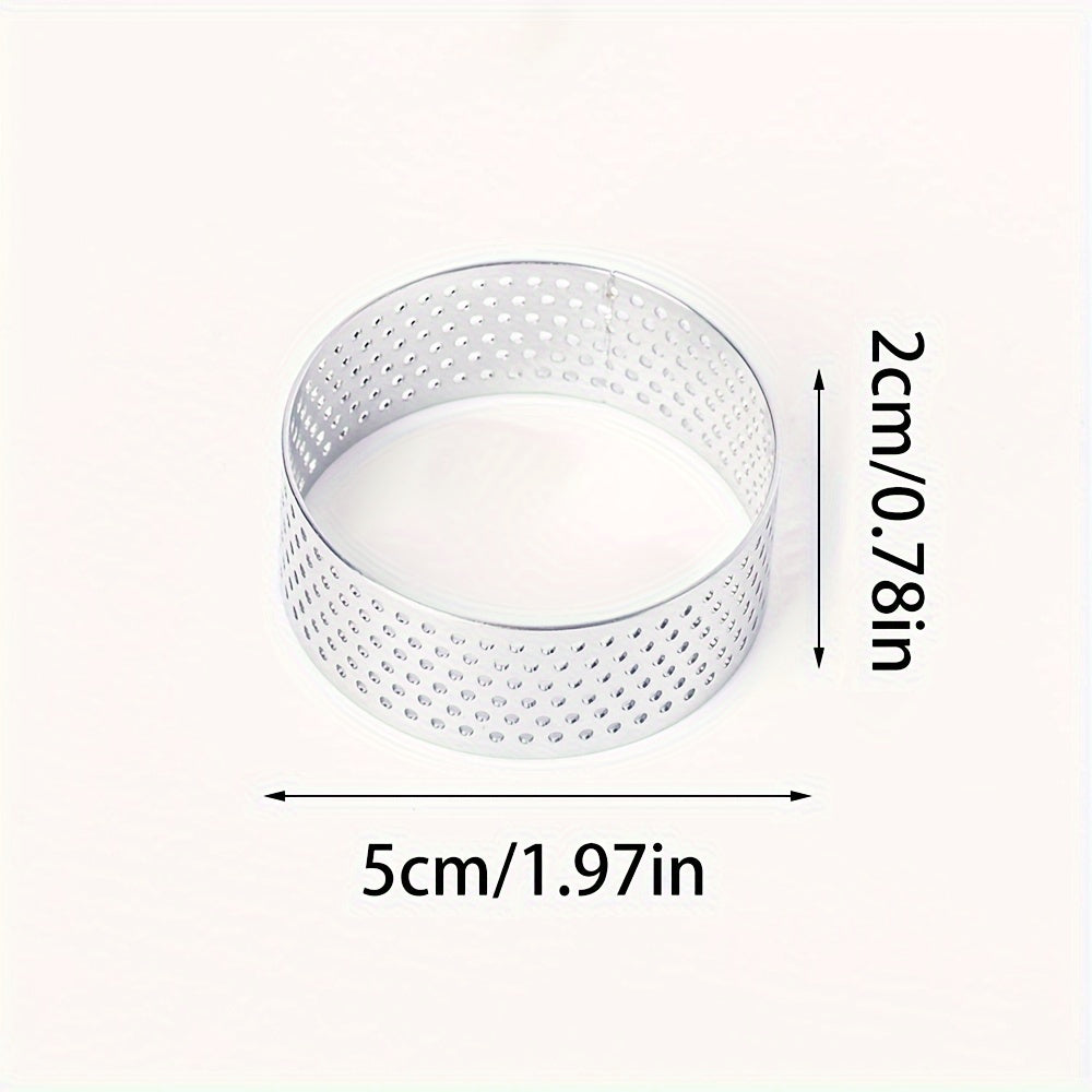Stainless Steel Tart Ring 5cm Non-Stick Perforated Dessert Mold for Baking