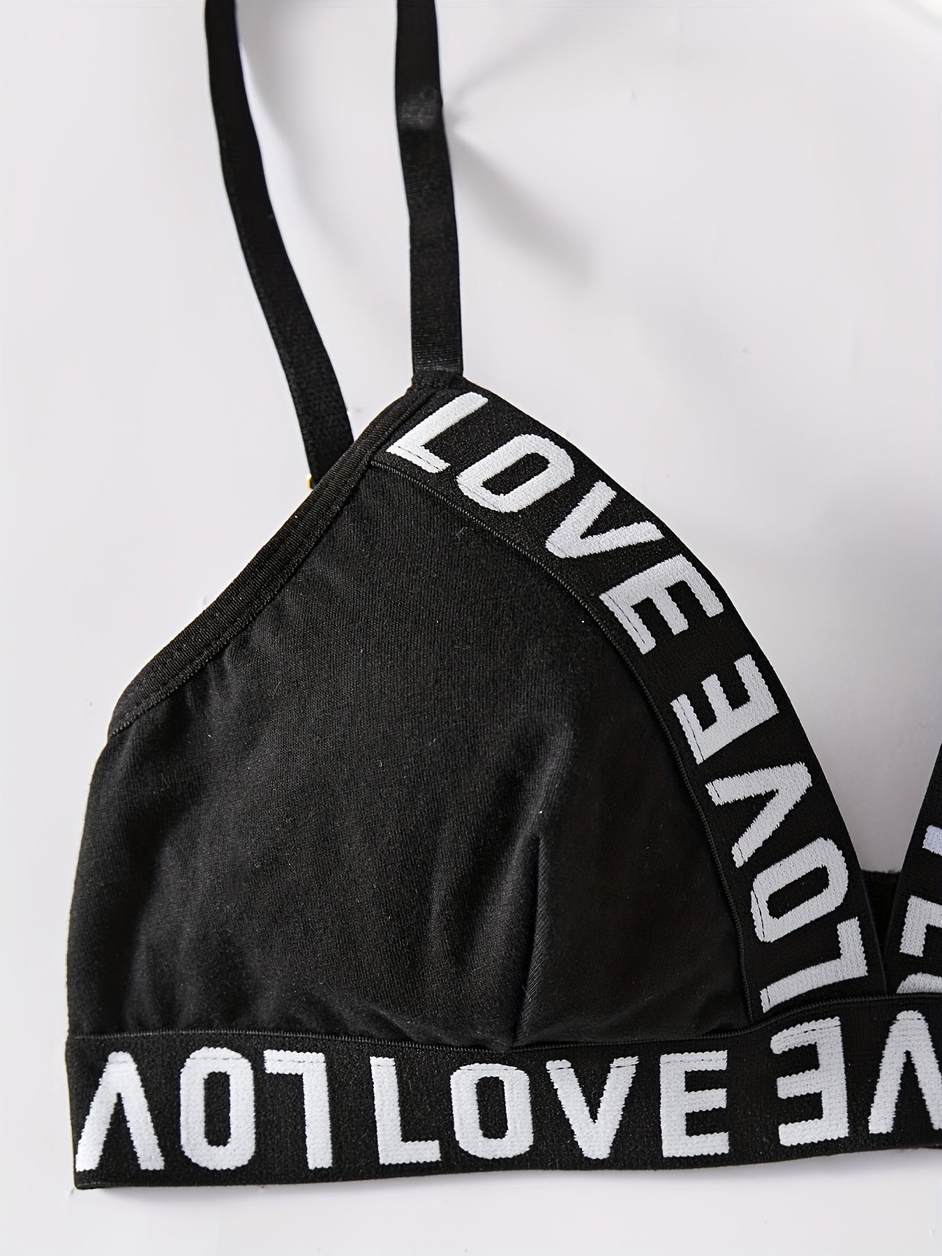 Women's Lingerie Set Printed Letter Bra and Panties with Soft Straps