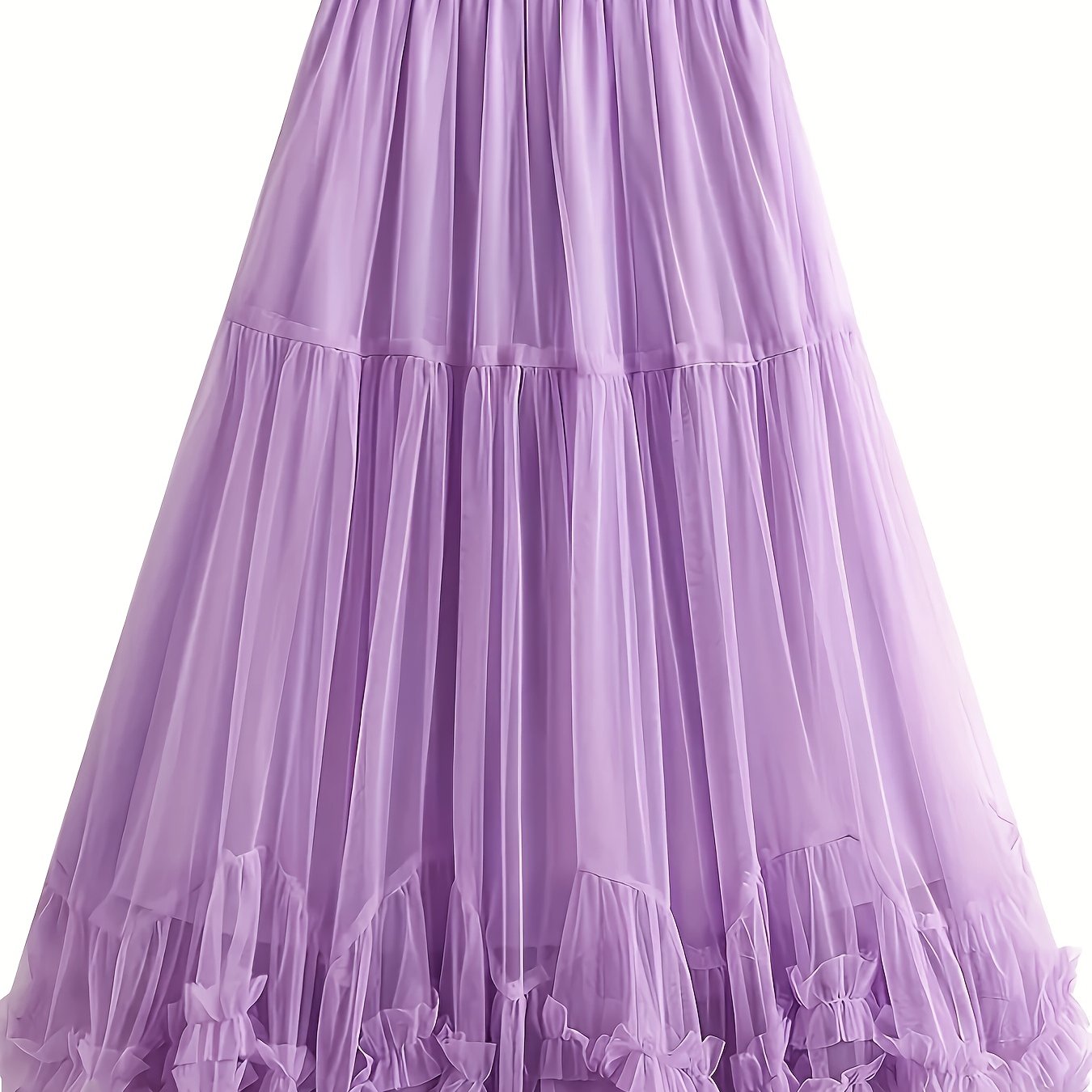 Women's High-Waisted Mesh Flared Skirt with Slimming Effect and Flowy Design