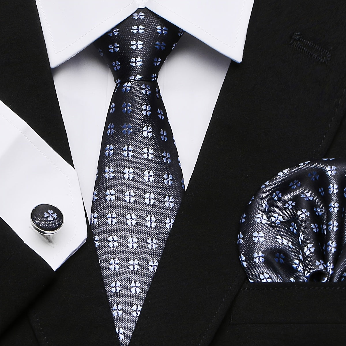 Elegant Paisley Stripe Tie Set with Pocket Square and Cufflinks for Weddings and Formal Events
