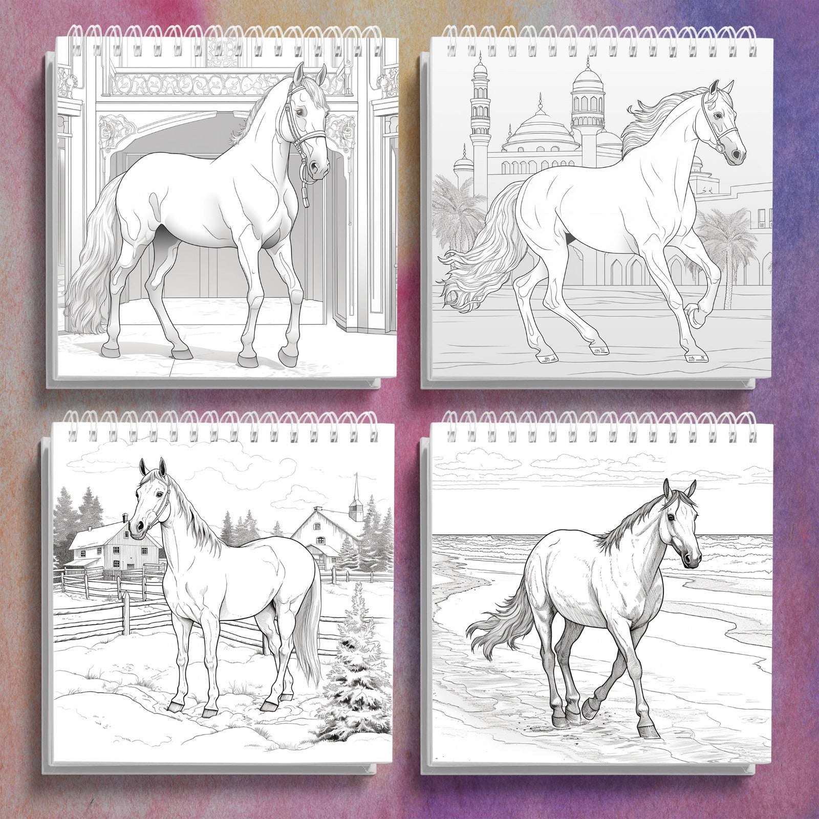Adult Horse Coloring Book with Thick Pages for Relaxation and Gift-Giving