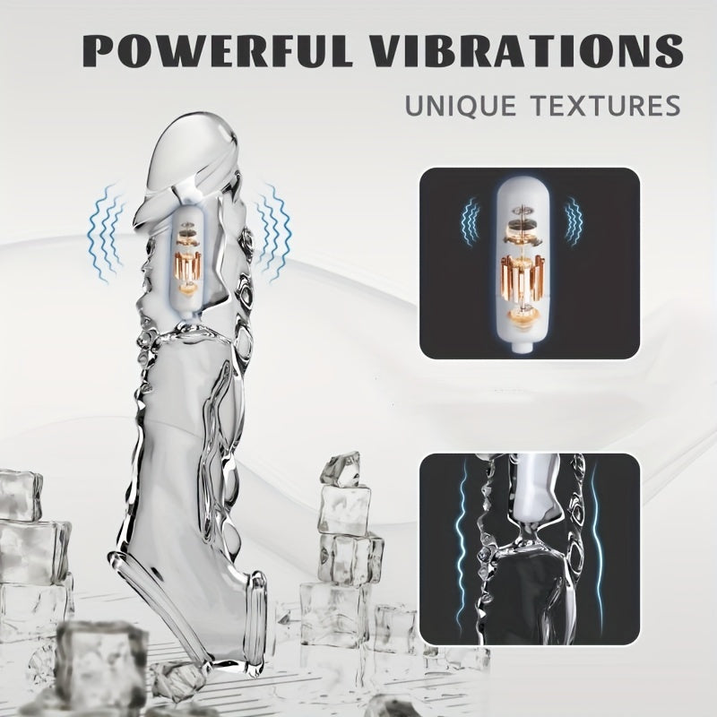 Men's Silicone Vibrating Penis Sleeve Extend Length Tight Fit Sex Toy