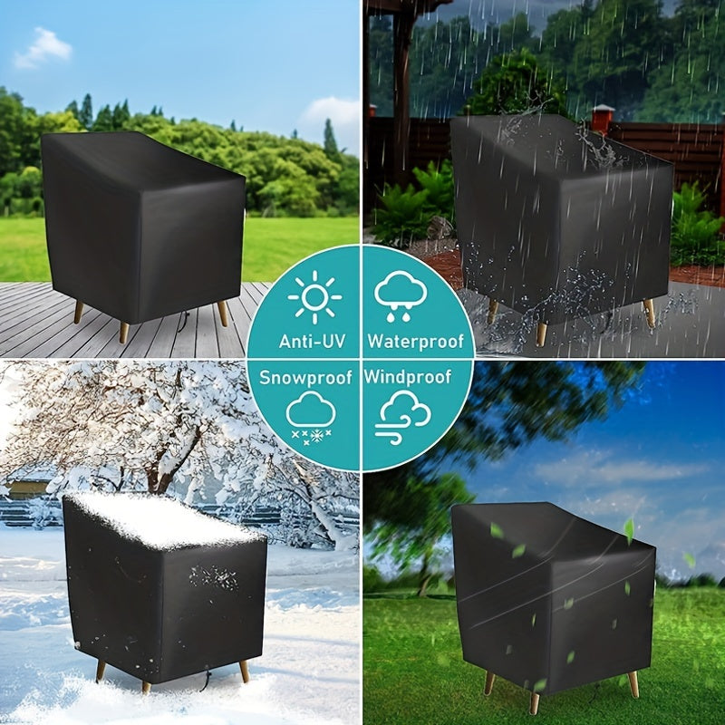Outdoor Waterproof Garden Chair Cover Black Nylon Drawstring Patio Balcony All-Weather