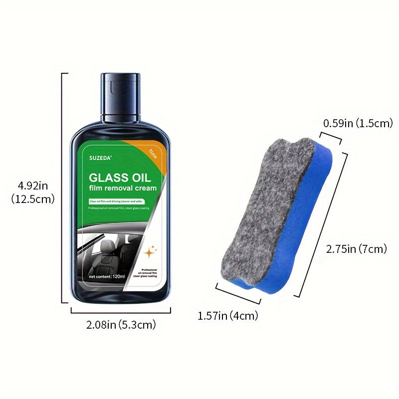 Kit de removedor de película de aceite para limpiaparabrisas con herramienta de limpieza de cristales y removedor de manchas de agua para ventanas y espejos de coche
