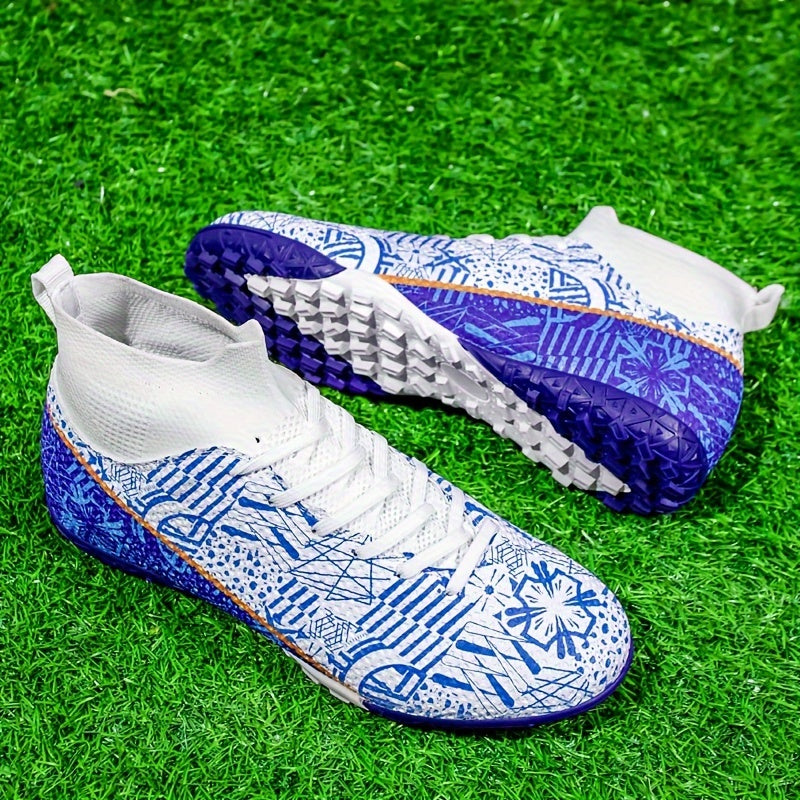 Мужские и женские высокие футбольные бутсы для искусственной травы, уличных спортивных тренировок, дышащие, противоскользящие, всесезонные, резиновая подошва