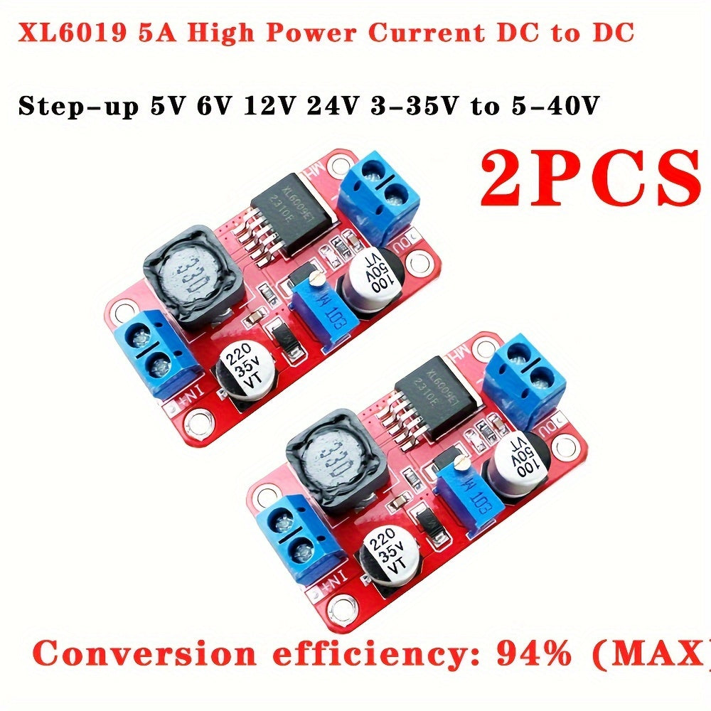 2pcs Adjustable DC-DC Step Up Power Module 5V 12V 24V Boost Converter