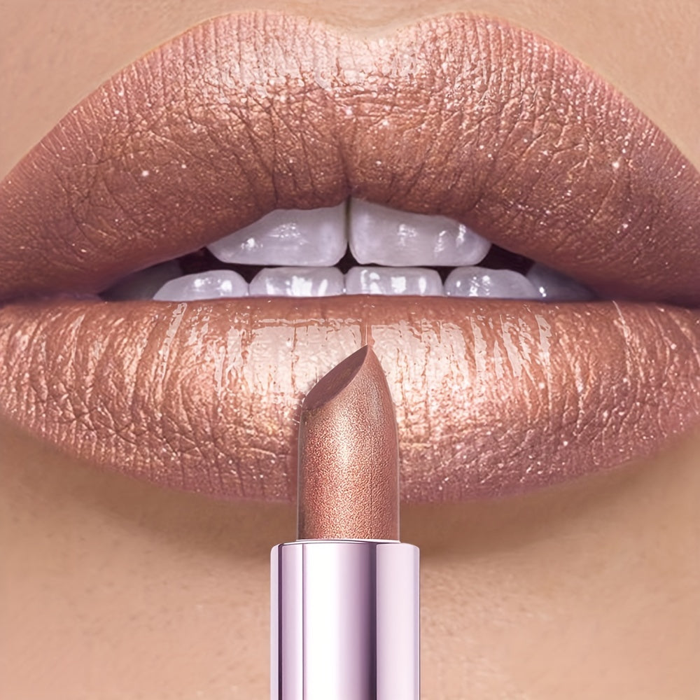 Mujer lápiz labial hidratante de larga duración con acabado brillante
