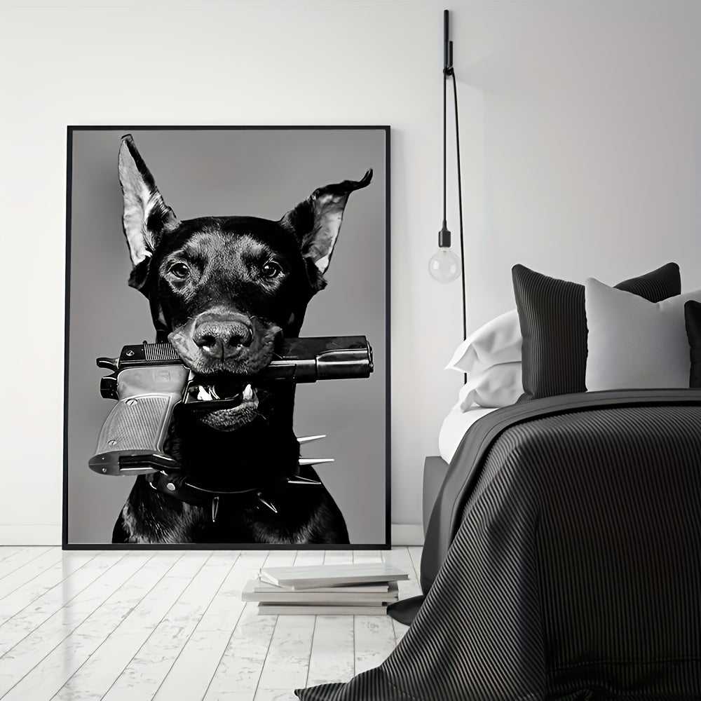 Black Dog Canvas Wall Art for Living Room Bedroom Studio 39.88x59.94cm Frameless Animal Print