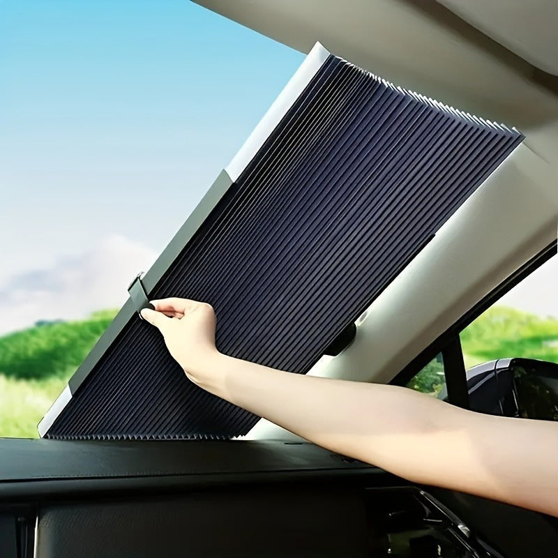 Retractable Car Sunshade UV Resistant Heat Insulating Adhesive Curtains 46CM