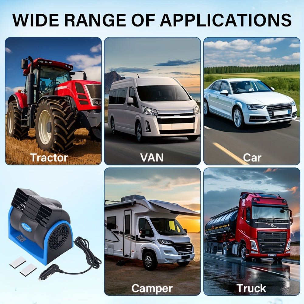 Vehicle Air Fan for Cars Trucks Boats RVs Silent Cooling 12V Low Noise