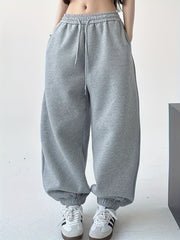 Women's Loose Sweatpants with Drawstring Waist for Fall Winter Solid Color