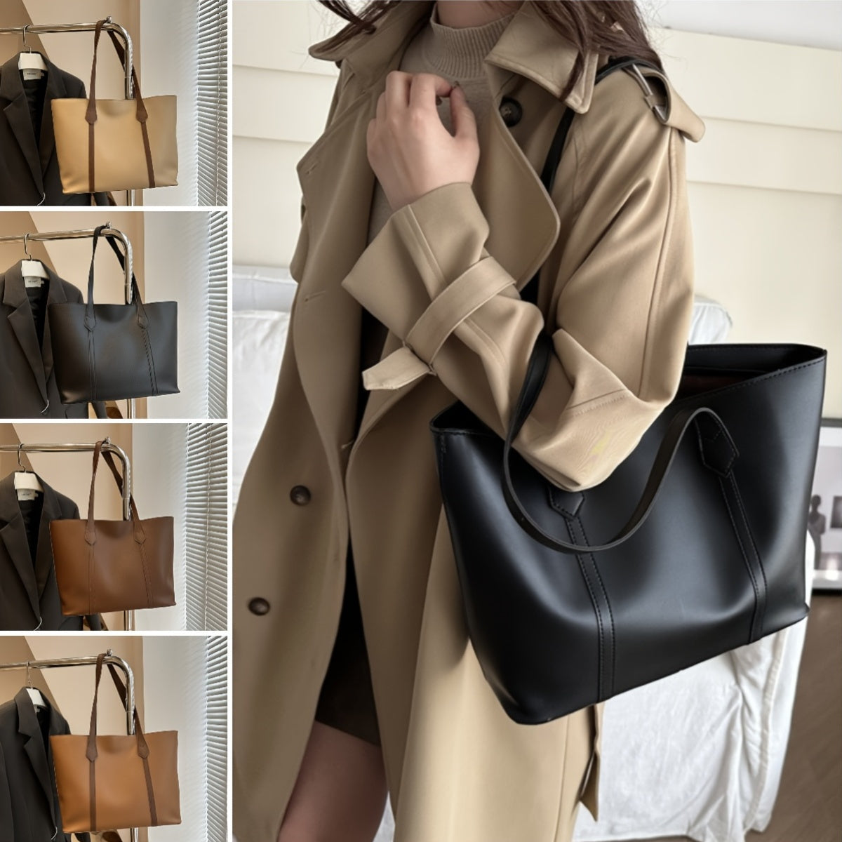 Women's Lightweight Tote Bag for Daily Commutes and Going Out with Double Handles and Polyester Lining