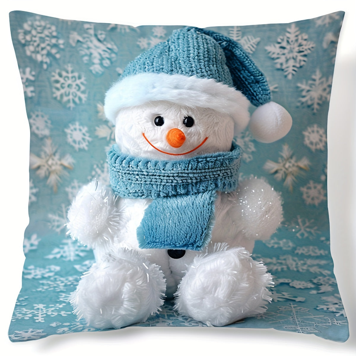 Christmas Snowman Throw Pillow Cover 44.96cm Polyester Zipper Sofa Living Room Bedroom