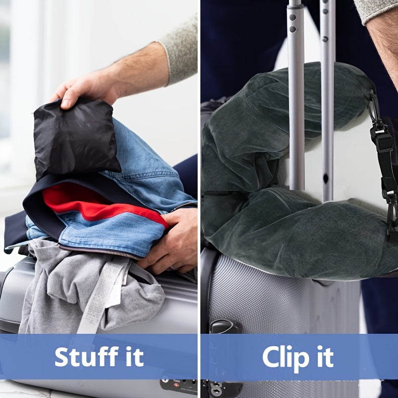 Black Adjustable Dutch Velvet Travel Neck Pillow with Long Zipper for Comfort