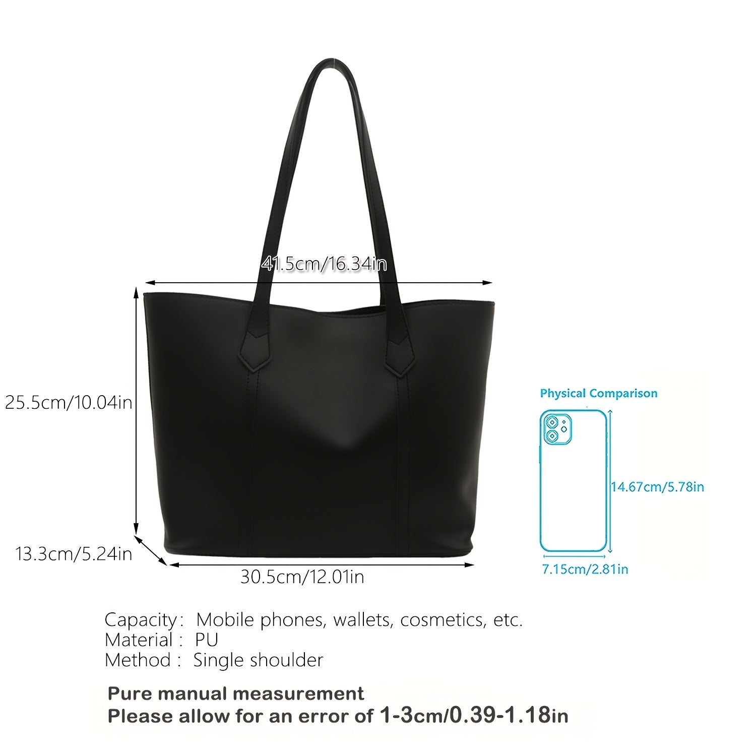 Women's Lightweight Tote Bag for Daily Commutes and Going Out with Double Handles and Polyester Lining