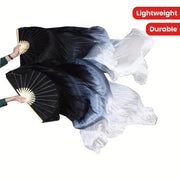 Silk Dance Fan with Black and White Gradient Lightweight for Women