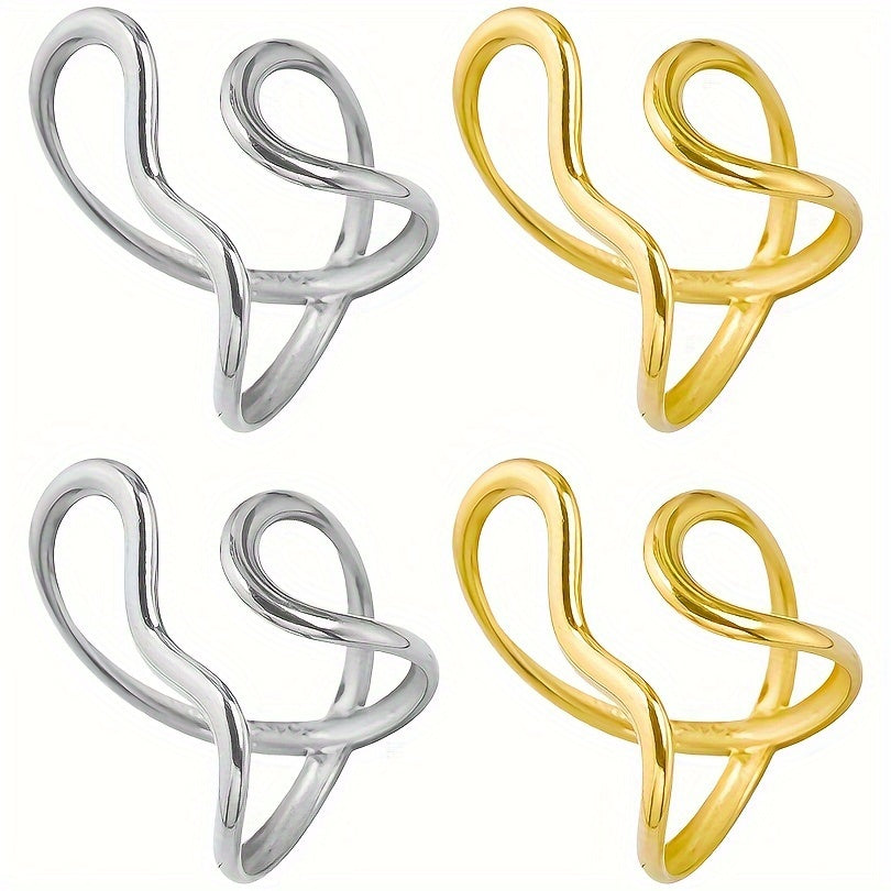 Women's Adjustable Titanium Steel Curved Ring for Daily Wear and Gift