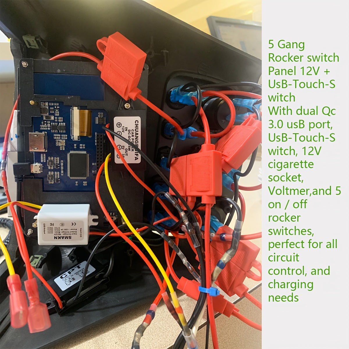 5 Sets Rocker Switch Panels with USB and Volt Meter for RVs Boats Trucks