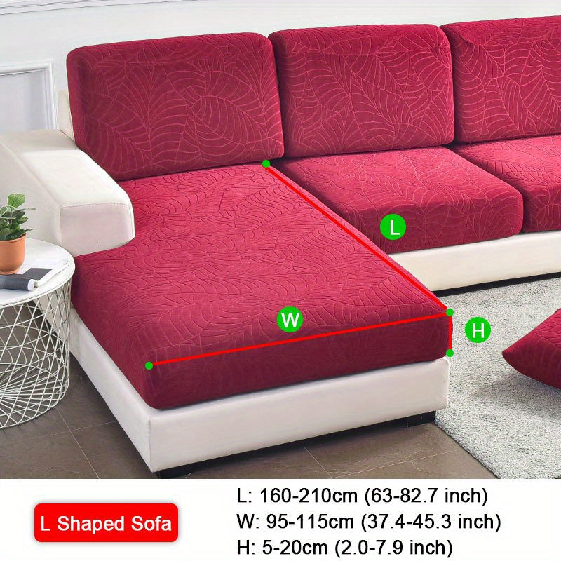 Waterproof Jacquard Sofa Cushion Cover with Leaf Pattern for 1/2/3-Seater and Sectional Sofas Machine Washable Living Room Home Decor