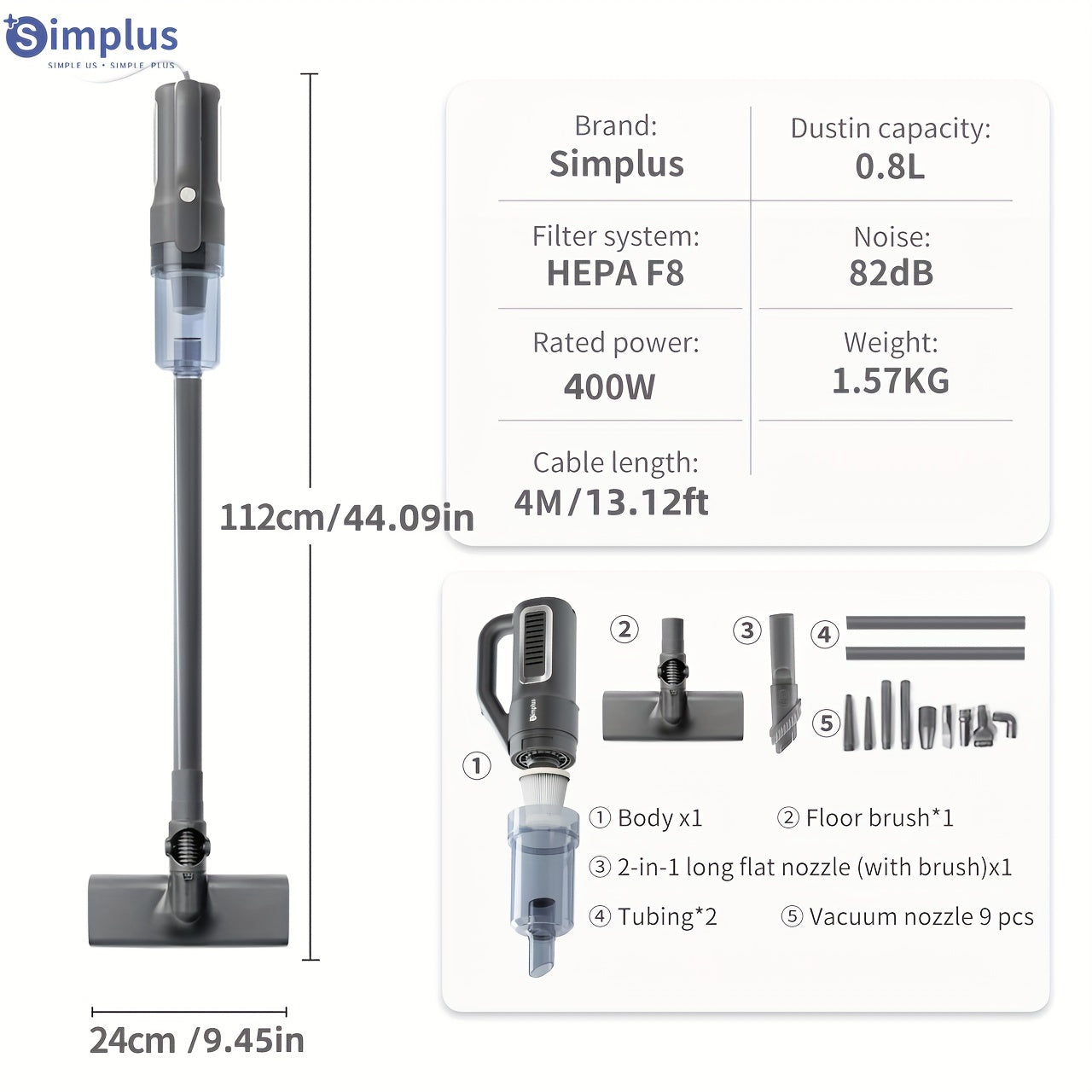 Wired Household Vacuum Cleaner 16000PA Suction 220V 0.4L Dust Cup