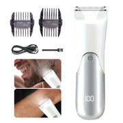 Men's Abdominal Body Hair Trimmer Electric Waterproof Razor with Guards