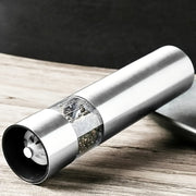 Stainless Steel Elektr salt va murch maydalagich to'plami, batareya bilan ishlaydi, LED chiroq bilan, qattiqlikni sozlash mumkin