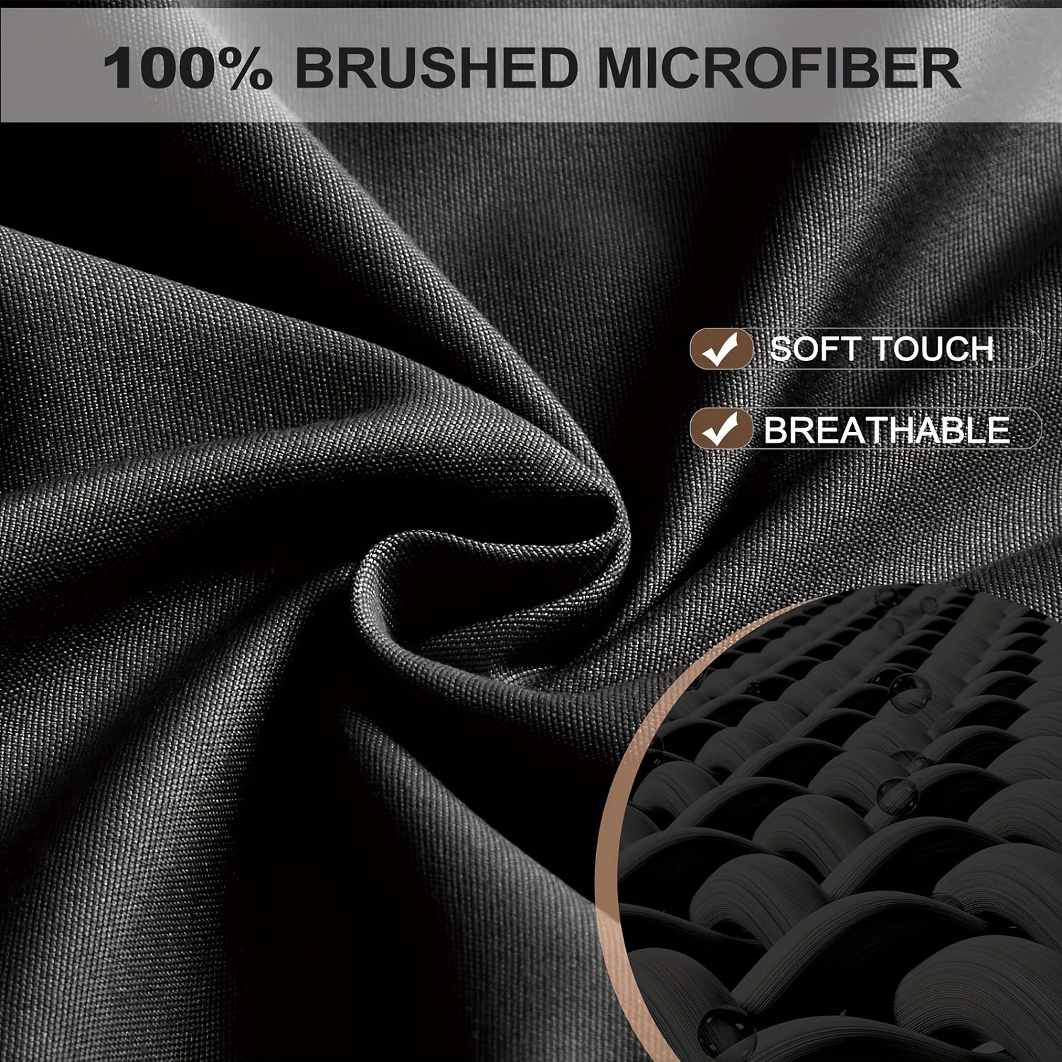 Queen Size Fitted Sheet Microfiber Breathable Deep Pockets Solid Black