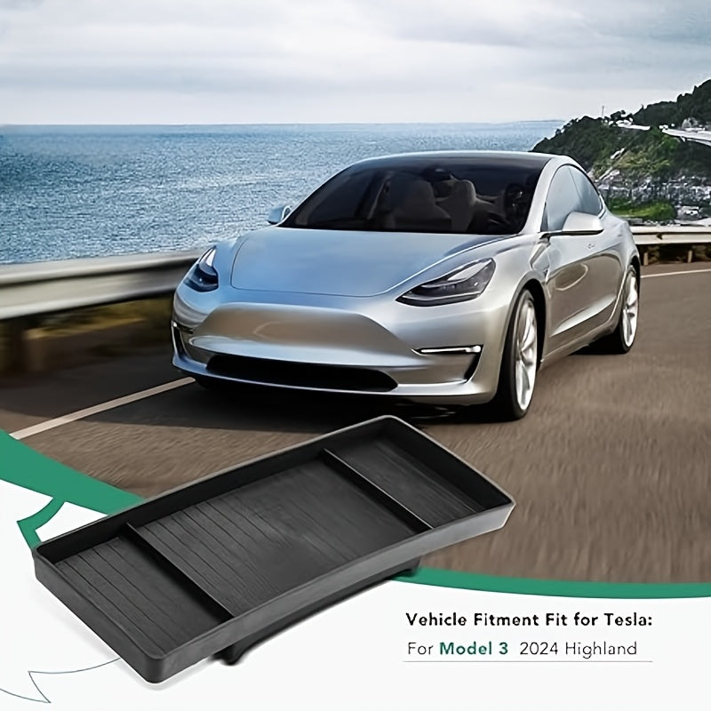 Car Dashboard Storage Tray Non-Slip TPE Hidden Compartments for Tesla Model 3