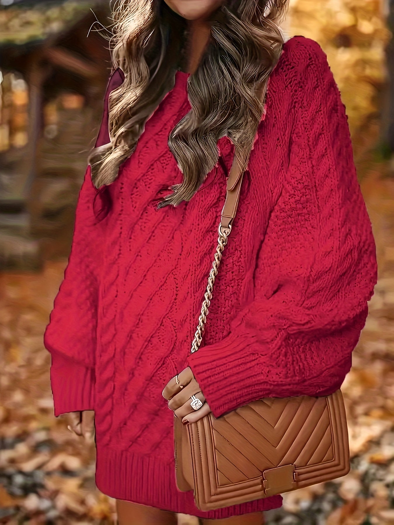 Women's Plus Size Mid-Length Sweater Casual Crew Neck Pullover Polyester Knit