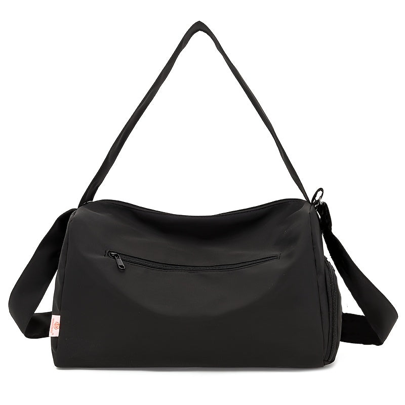 Unisex Nylon Gym Bag with Wet Dry Separation Trolley Sleeve Hand Washable Red Black Beige Green Purple