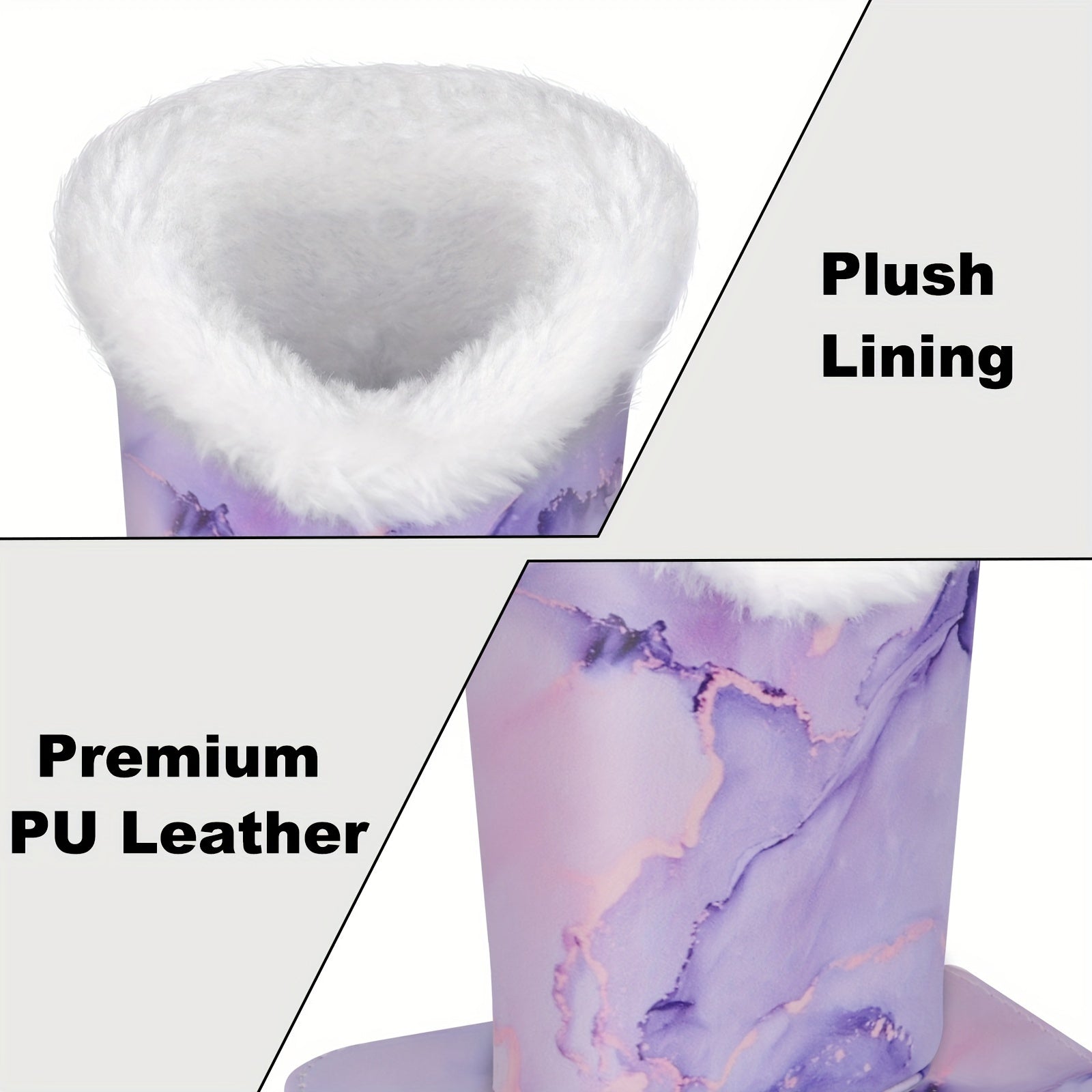 Sun'iy charmdan tayyorlangan ko'zoynak qutisi, mo'ynali faux tol va magnitli ajraladigan asos bilan