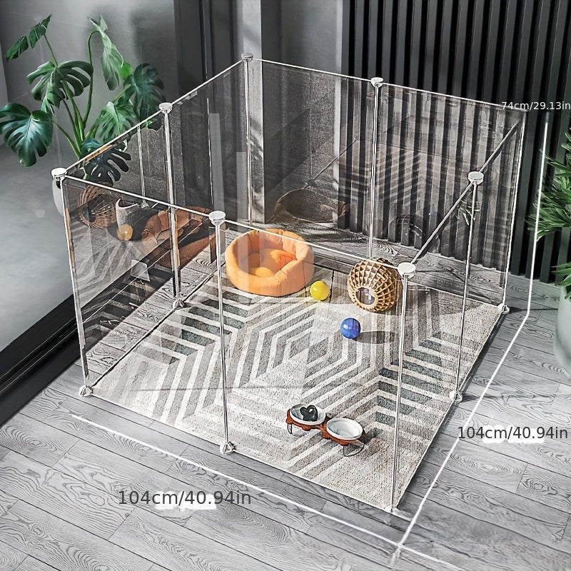 Flexible Clear Pet Playpen for Rabbits, Small Dogs, Cats Indoor Outdoor