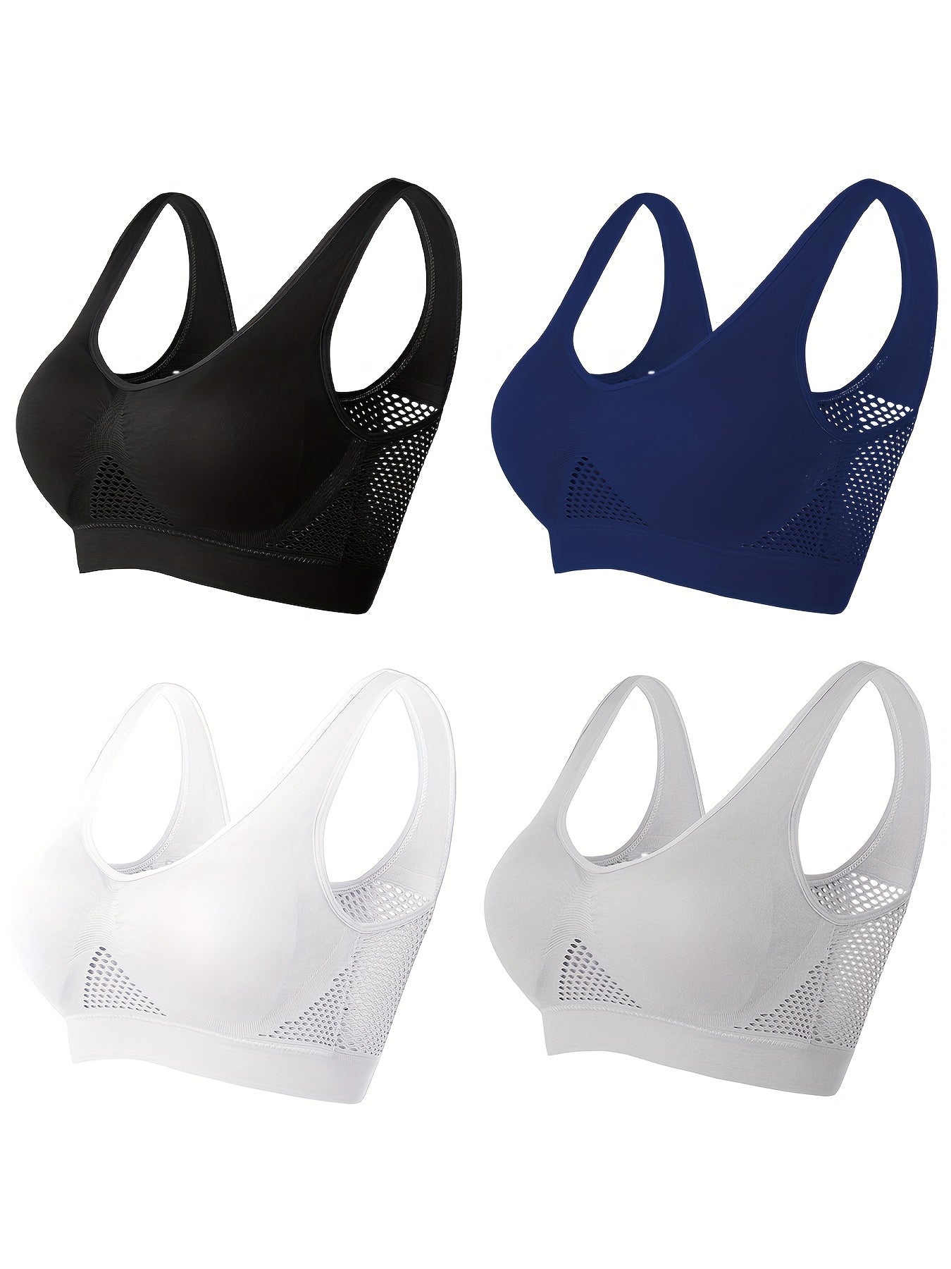 Women's Plus Size Sports Bra Crop Top Wireless Mesh Fitness Gym Running Sportswear