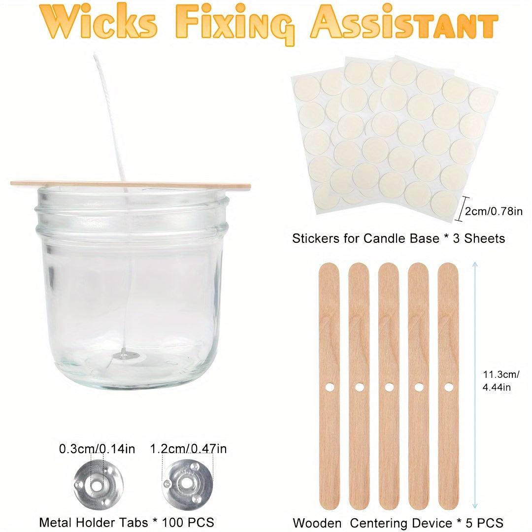 6100cm Natural Candle Wicks Set with 100 Holders for DIY Candle Making