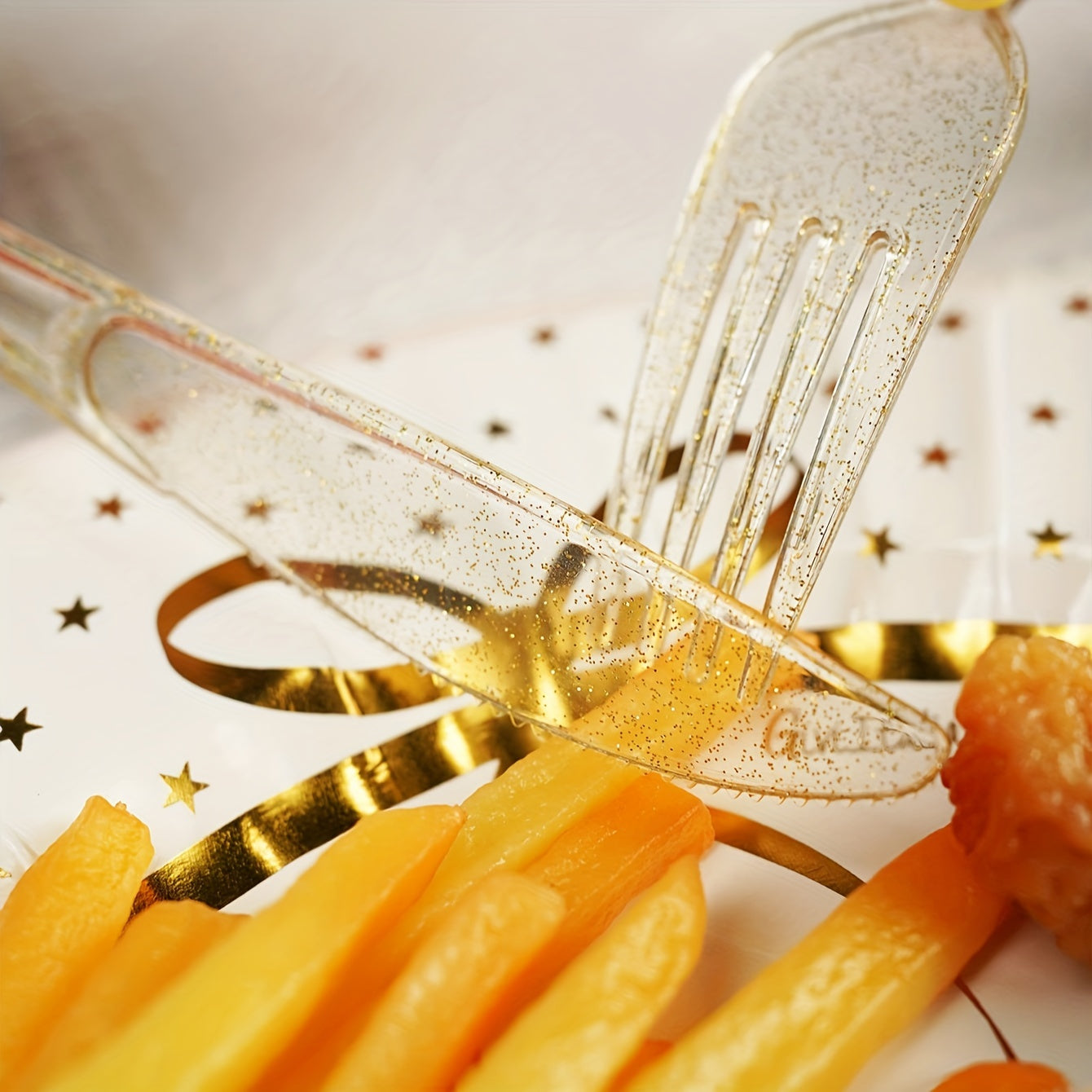 Juego de cubiertos de plástico con purpurina, 10 o 30 piezas, reutilizables, aptos para lavavajillas, para fiestas y eventos