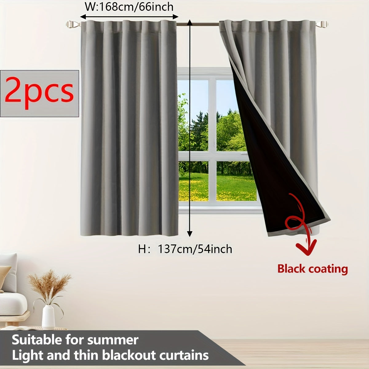 Two Pieces Blackout Curtains Thermal Insulated Twill for Bedroom Living Room