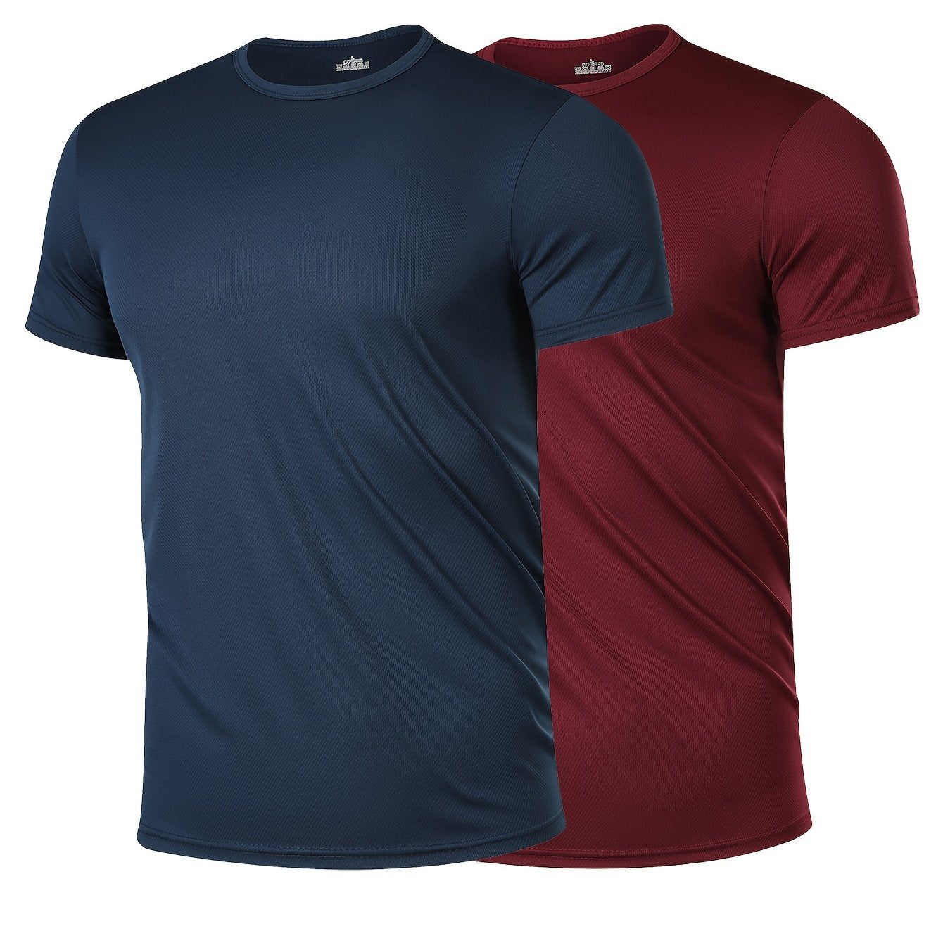 Men's Short Sleeve Crew Neck T-Shirts Pack of Two Polyester Casual Summer Active