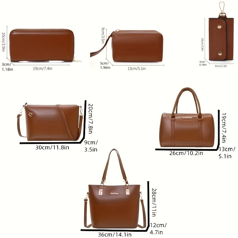 PU Ayollar uchun Ona va Bola Sumkasi Olti Qismli To'plami Katta Hajmli