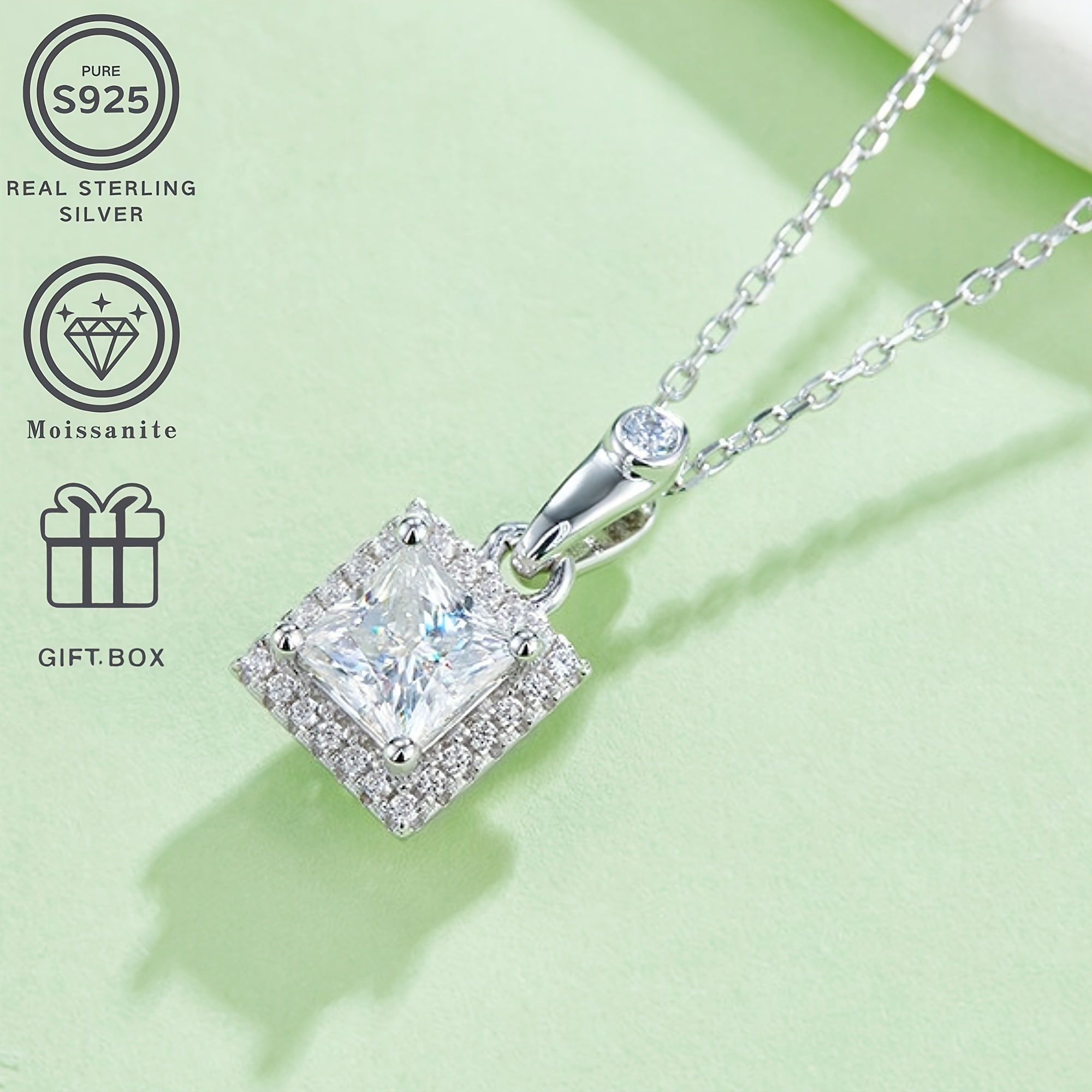 Sterling Silver Moissanite Jewelry Set 1ct Center Stone Stud Earrings Gift for Women