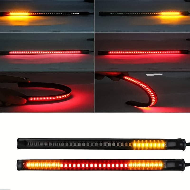 Motorcycle LED Brake Light Strip Tail Stop Turn Signal Flexible Red Yellow 12V