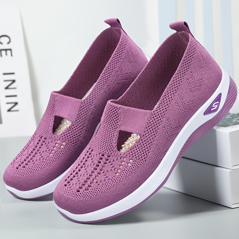 Women's Casual Sneakers Solid Color Breathable Fabric Low Top TPU Sole