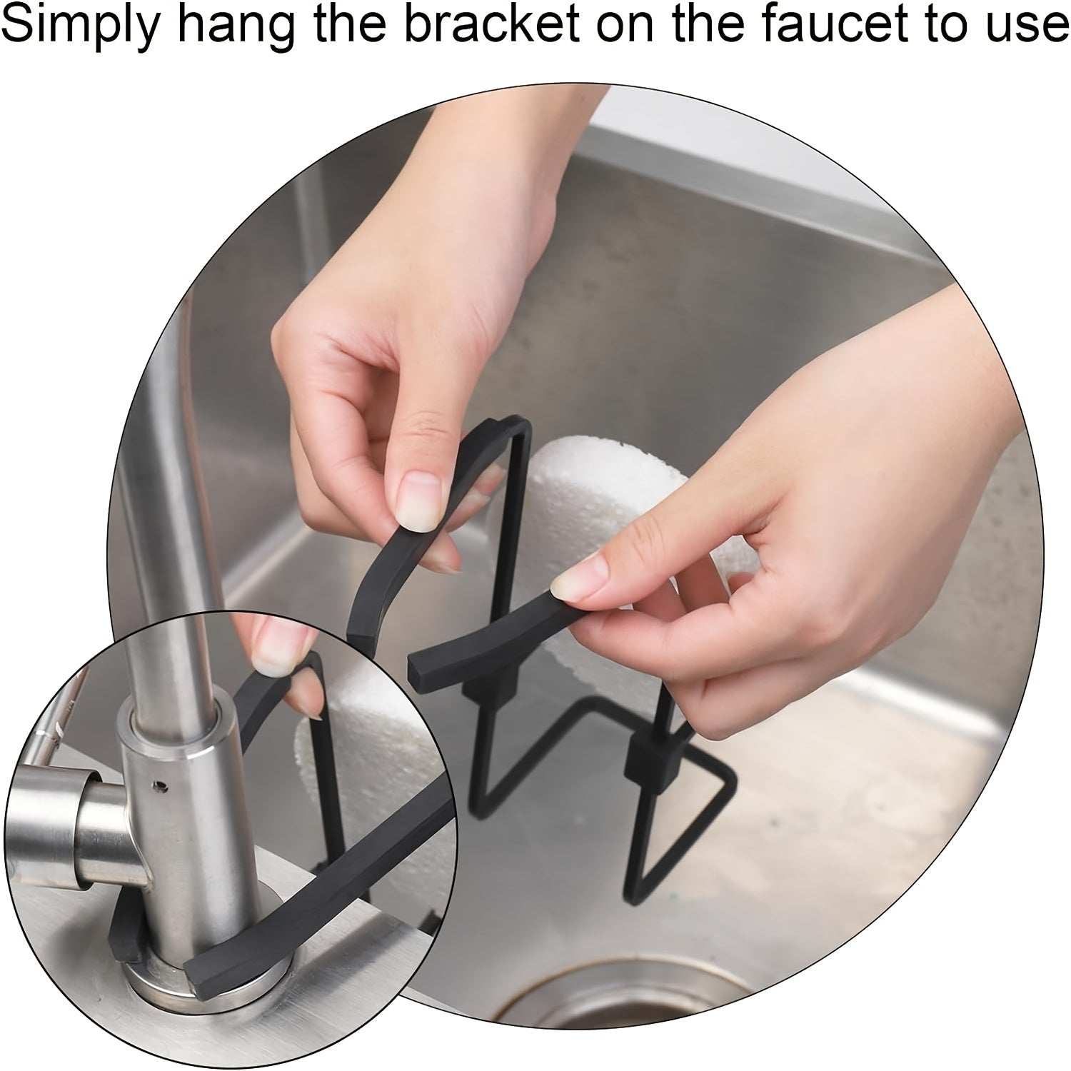 2-qavatli temir kran uchun osma tokchali kosmik tejovchi oshxona yuvinish joyi, drenaj, gubka bilan artish, chirishga qarshi qora va oq bo'yoqli, gubka, sovun va aksessuarlar uchun.