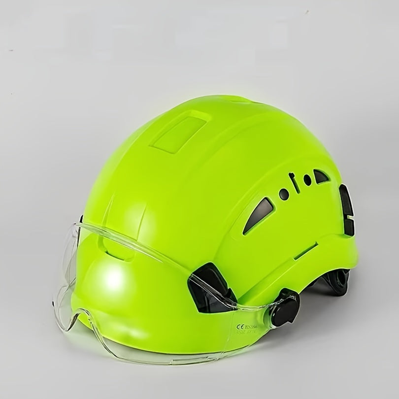 Safety Helmet with Built-in Goggles ABS Hard Hat for Construction Cycling Climbing Adjustable Ventilated