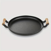 Cast Iron Skillet with Lid Non-Stick Flat Pan for Pancakes Frying Kitchen Cookware