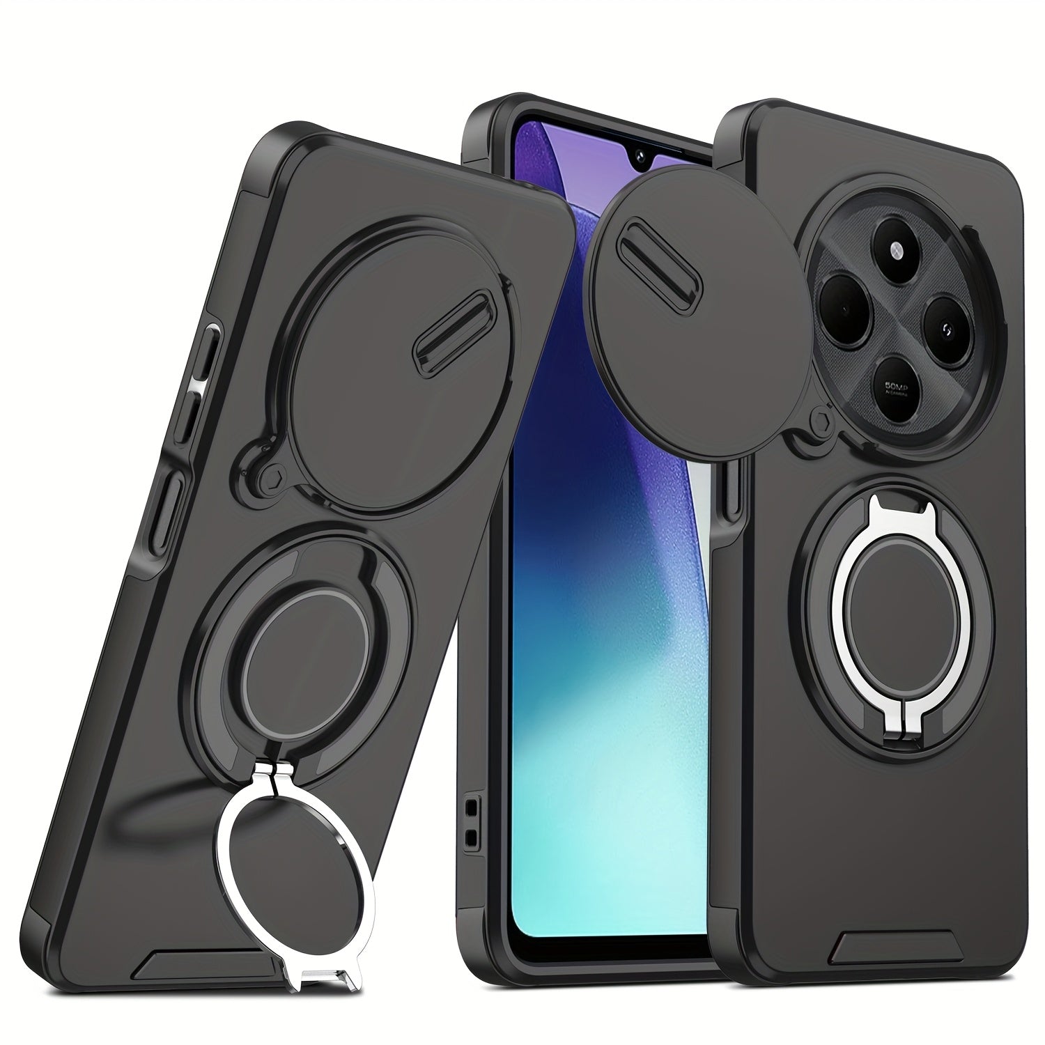 Sliding Camera Protective Phone Case for Redmi Xiaomi Poco with Shockproof Bracket and Stand