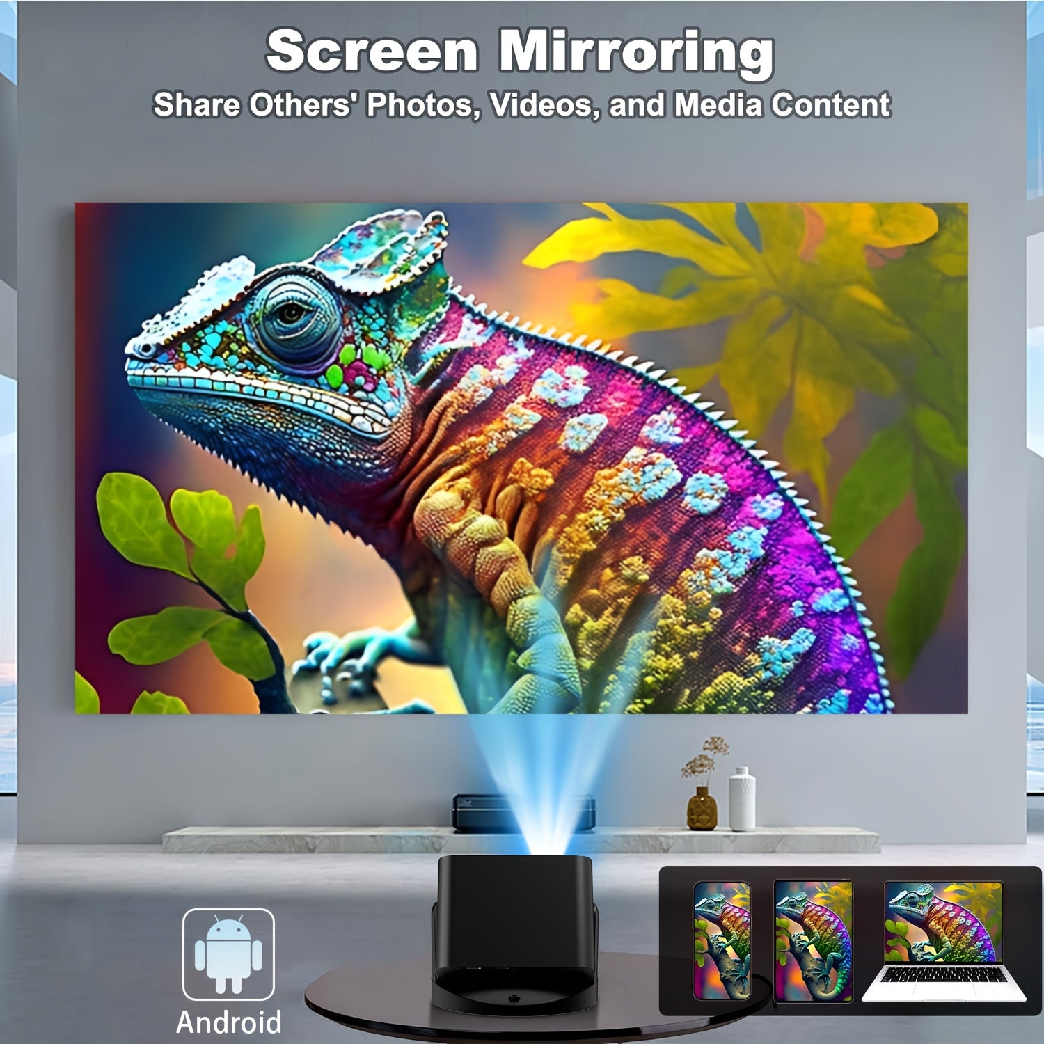 Mini 4K Projector with Auto Focus Keystone Correction HD Home Cinema