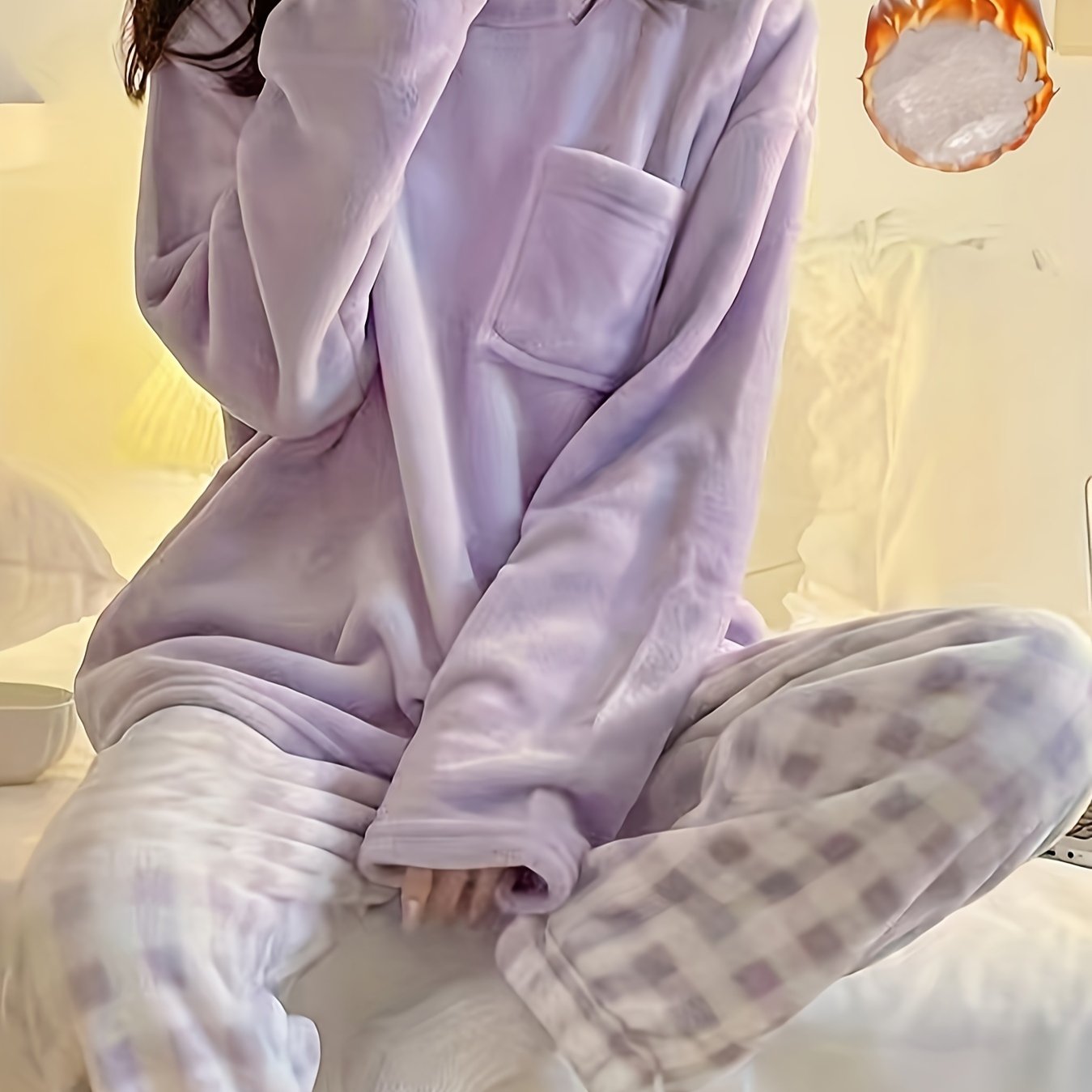 Teen Velvet Plaid Pajama Set for Winter Cozy Sleepwear